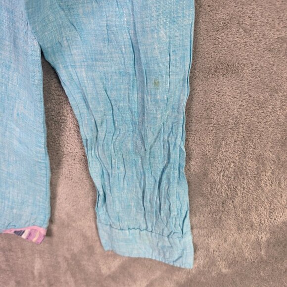 Mens Report Collection Blue 100% Linen Button Up Shirt Long Sleeves Size L - Picture 2 of 8